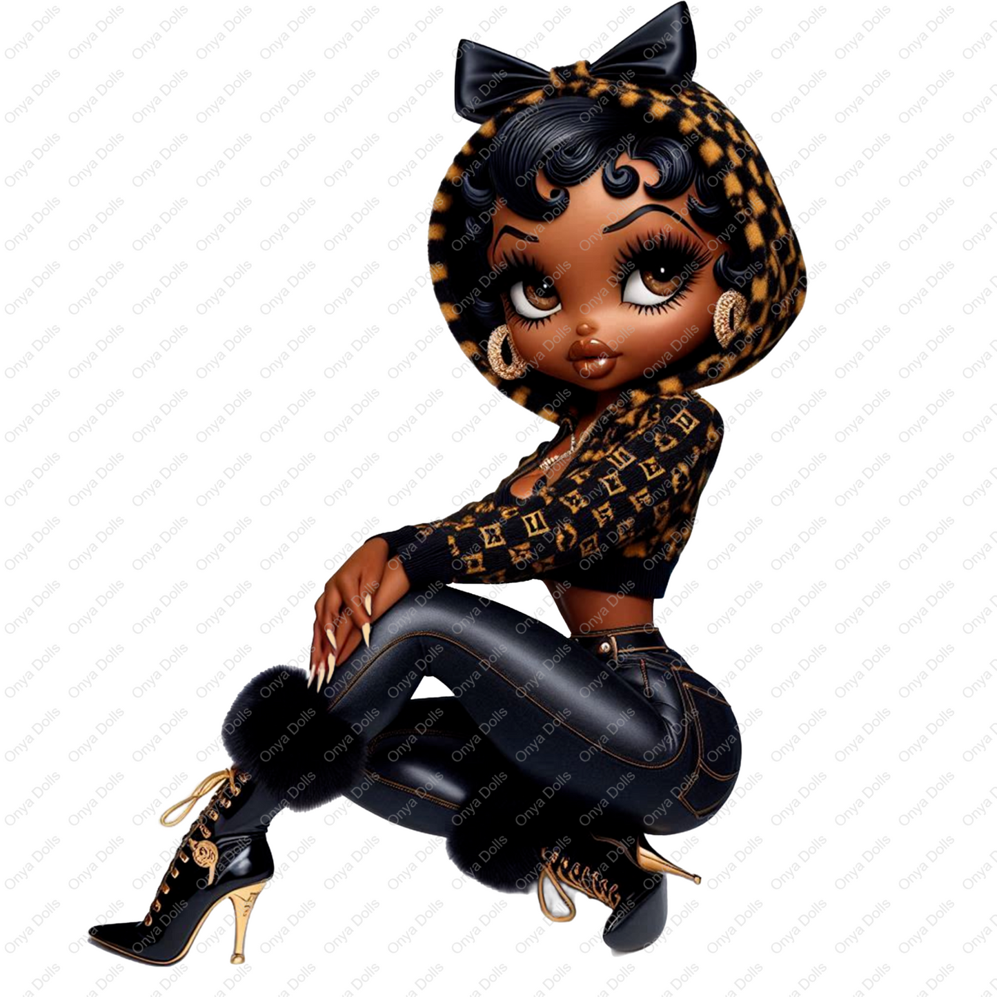 High-resolution Afro Betty Boop PNG styled as Baddie Boo with matching tumbler wrap. Ideal for sublimation, shirts, mugs, and planner crafts.