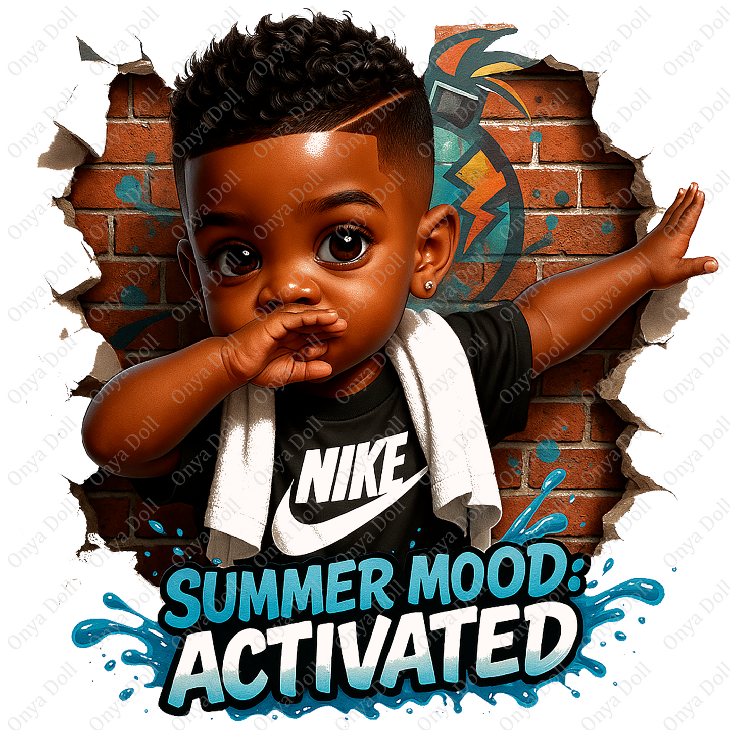 Summer Mood Activated – African American Boy PNG for Sublimation