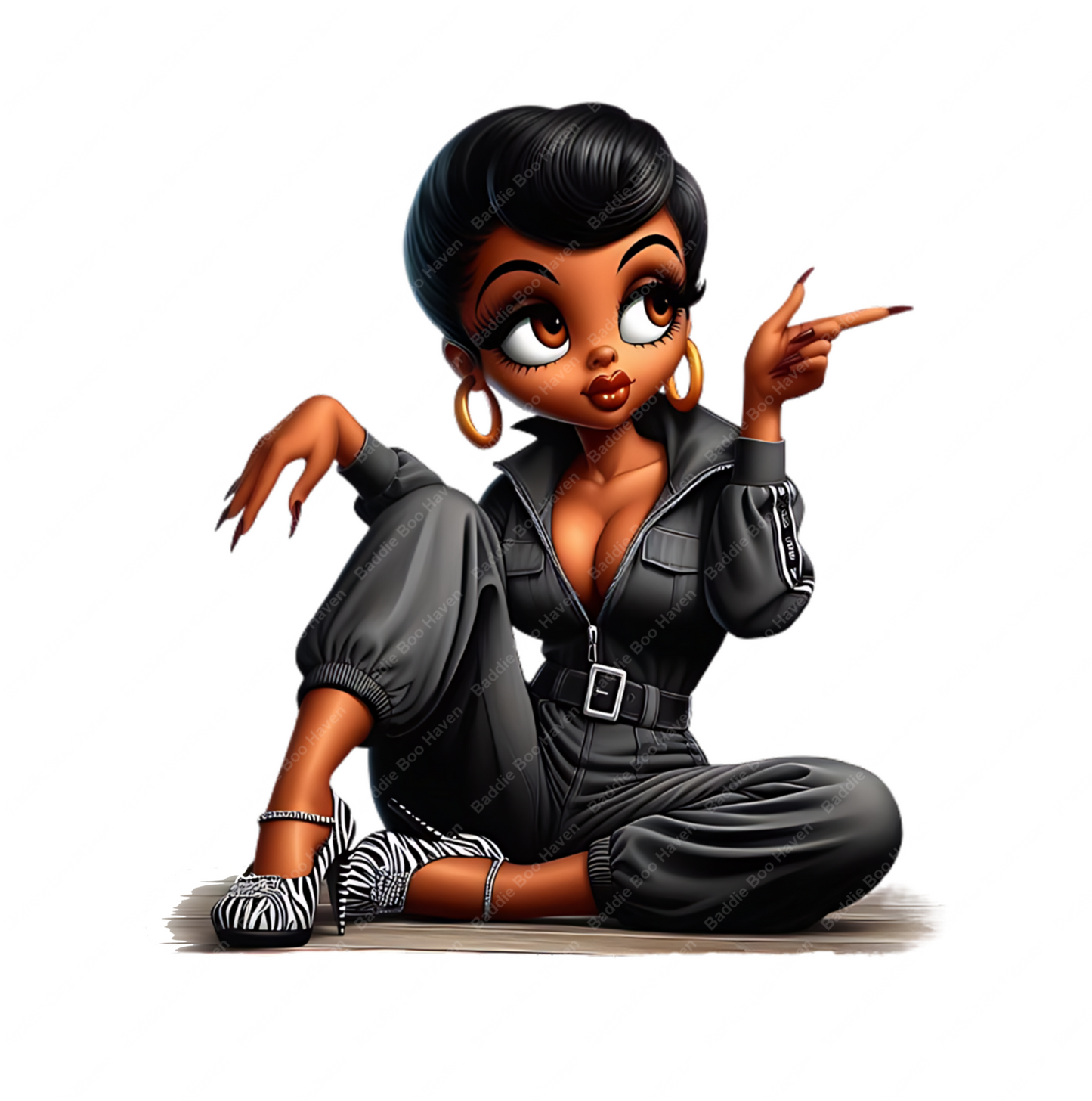 High-resolution PNG of Afro Betty Boop with coordinating tumbler wrap, ideal for sublimation crafts, shirts, mugs, and digital designs.