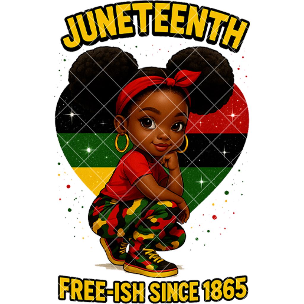Free-ish Since 1865 PNG | Juneteenth Black Girl Art | African American Pride Clipart