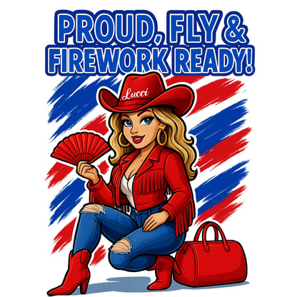 Proud, Fly and Firework Ready PNG – 4th of July Black Girl Sublimation Design Melanin Independence Day Clipart for Shirts, Tumblers & Crafts