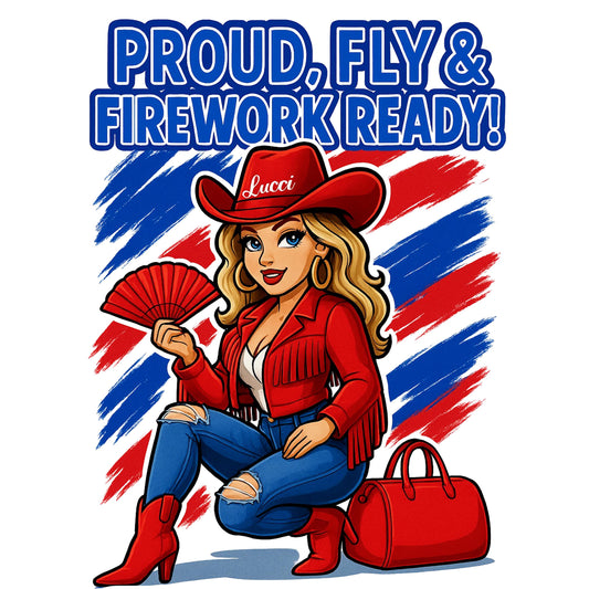 Proud, Fly and Firework Ready PNG – 4th of July Black Girl Sublimation Design Melanin Independence Day Clipart for Shirts, Tumblers & Crafts