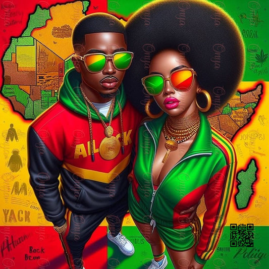 Black History Couple PNG – Superfly Melanin Digital Art for Sublimation