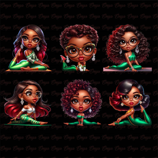 Onya Yoga PNG Bundle – Melanin women in yoga and meditation poses, high-resolution transparent clipart perfect for planners, sublimation, and wellness crafts.
