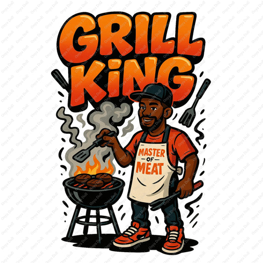 Grill King PNG – Funny Dad BBQ Sublimation Design for Father’s Day | Digital Download for Shirts, Mugs, Aprons & Cricut Crafts