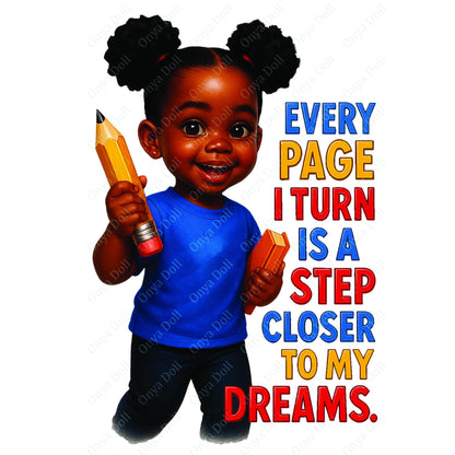 Illustration of a child holding a pencil with motivational text on a white background