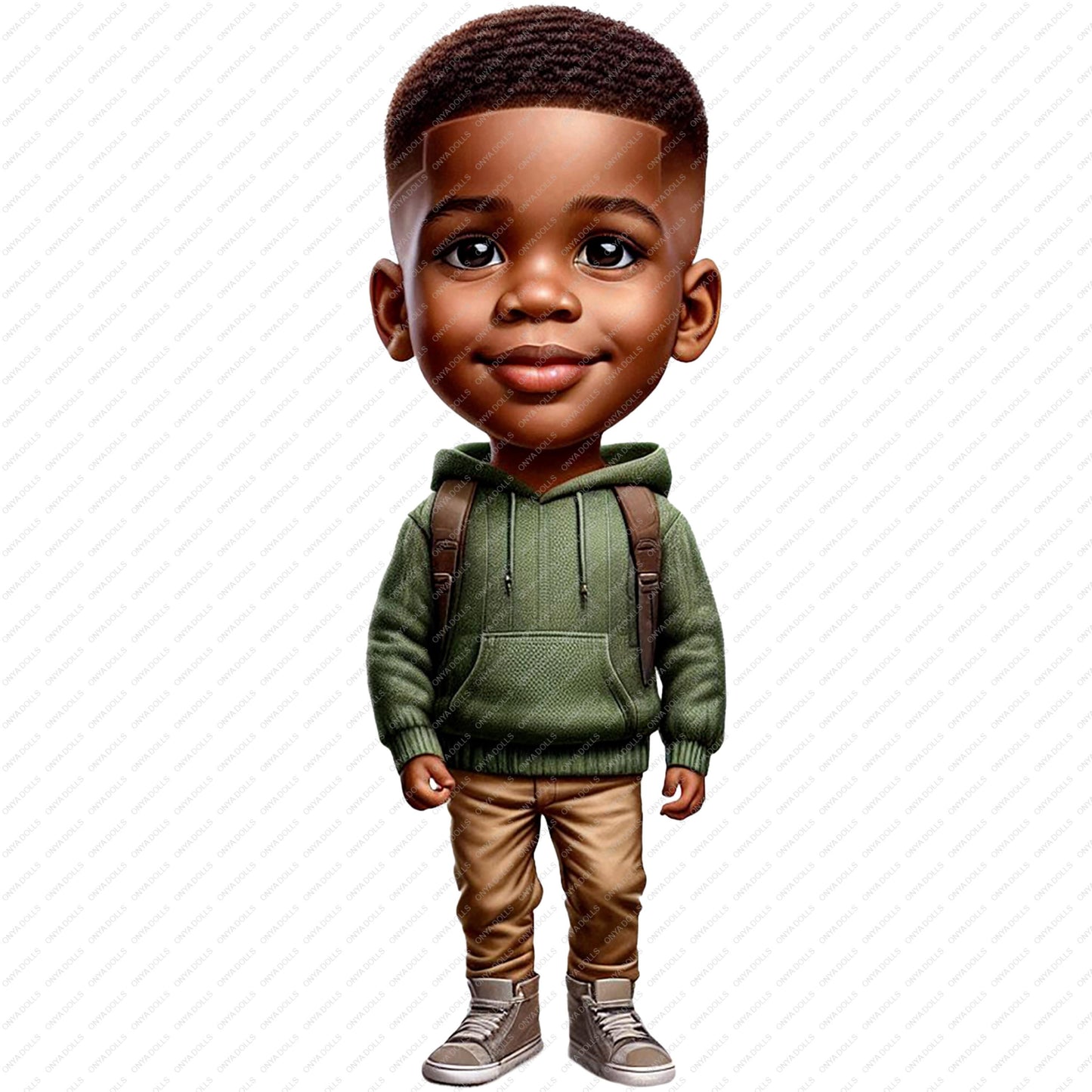 ONYA Black Boy Prince — high-resolution PNG clipart of a confident young melanin-rich boy styled like royalty for sublimation, Cricut, planners, and crafts
