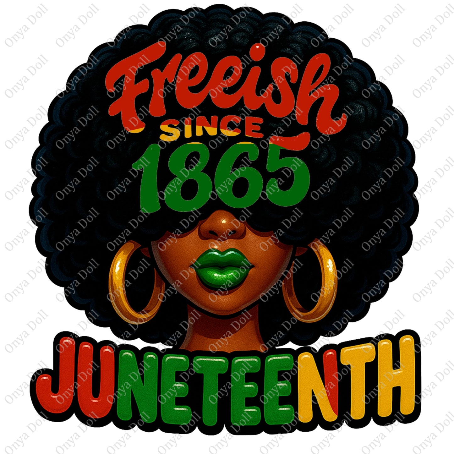 Juneteenth Afro Cutie PNG | Melanin Girl Clipart for Sublimation, Planner Cover, Digital Crafts | High-Quality File