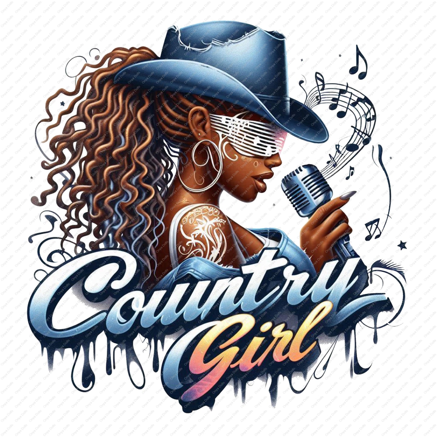 Country Girl Singer PNG | Cowgirl Afro Clipart | Western Music Digital Art