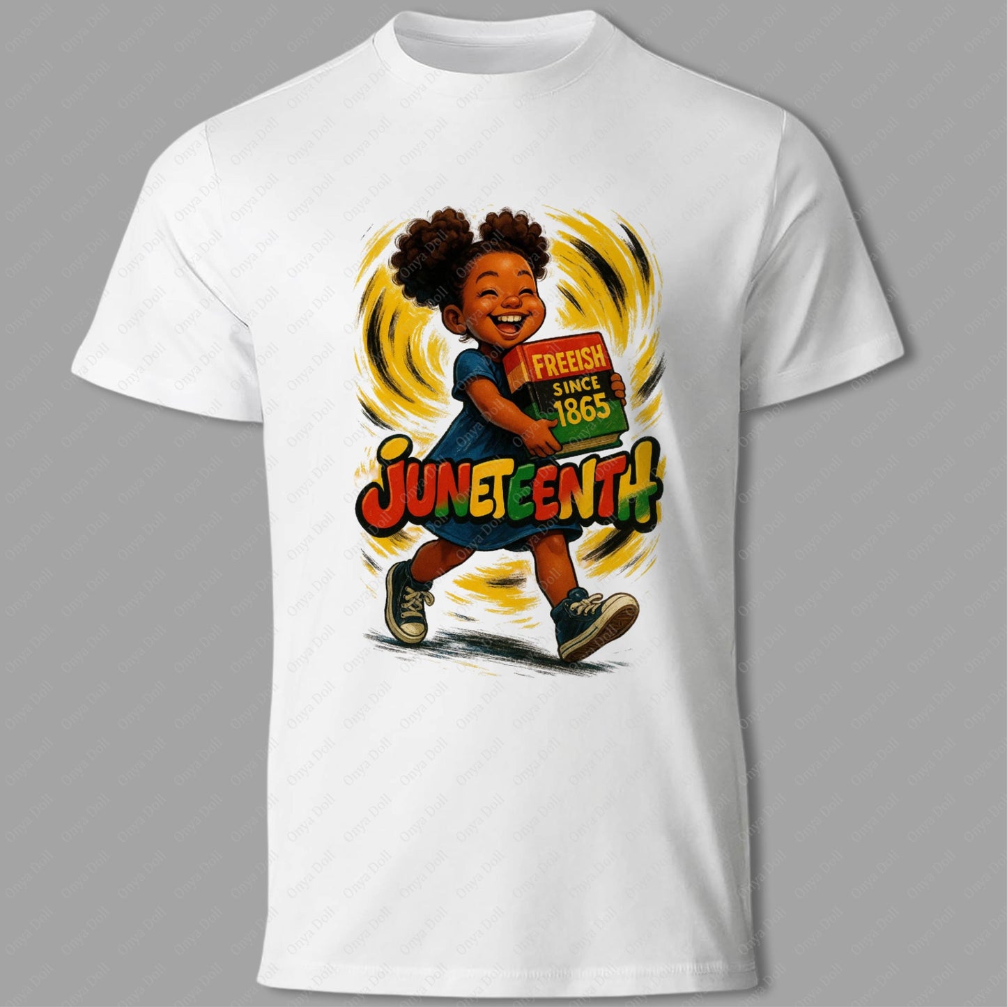 Juneteenth Art Print | Freeish Since 1865 Wall Decor with Melanin Girl | Black History Sublimation PNG | Digital Download