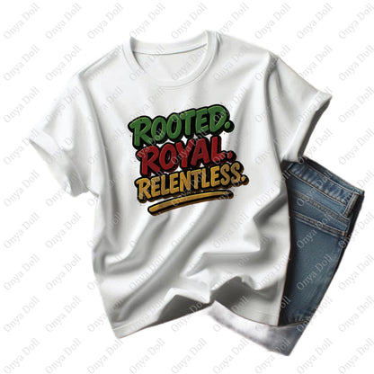 Rooted Royal Relentless PNG | Affirmation Clipart for Sublimation, Planner Cover, Motivational Art | High-Quality PNG File