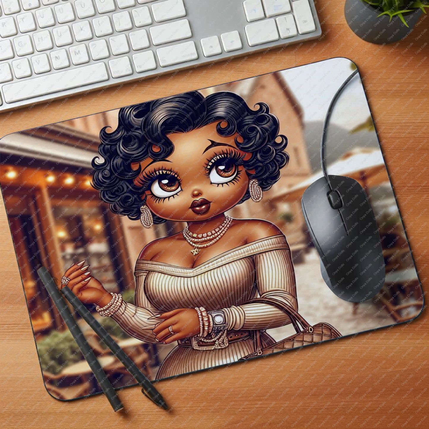 Baddie Boo PNG – Classy African American Woman in Fur Coat | Afro Boop Clipart for Sublimation, Planner Covers & Crafts