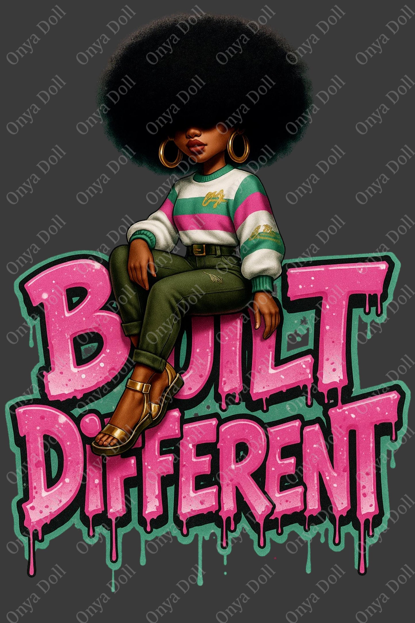 Built Different PNG | Afro Cutie Affirmation Clipart for Sublimation, Planner Cover, Cricut | High-Quality Melanin File