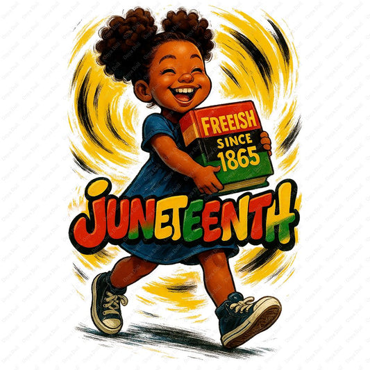 Juneteenth Art Print | Freeish Since 1865 Wall Decor with Melanin Girl | Black History Sublimation PNG | Digital Download