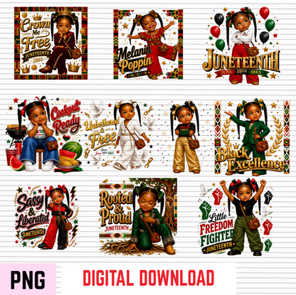 Juneteenth PNG Bundle | Black Kids Shirt Designs | freeish since 1865 sublimation png