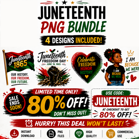 Juneteenth PNG bundle featuring Freedom Day 1865 Black history and cultural celebration shirt designs