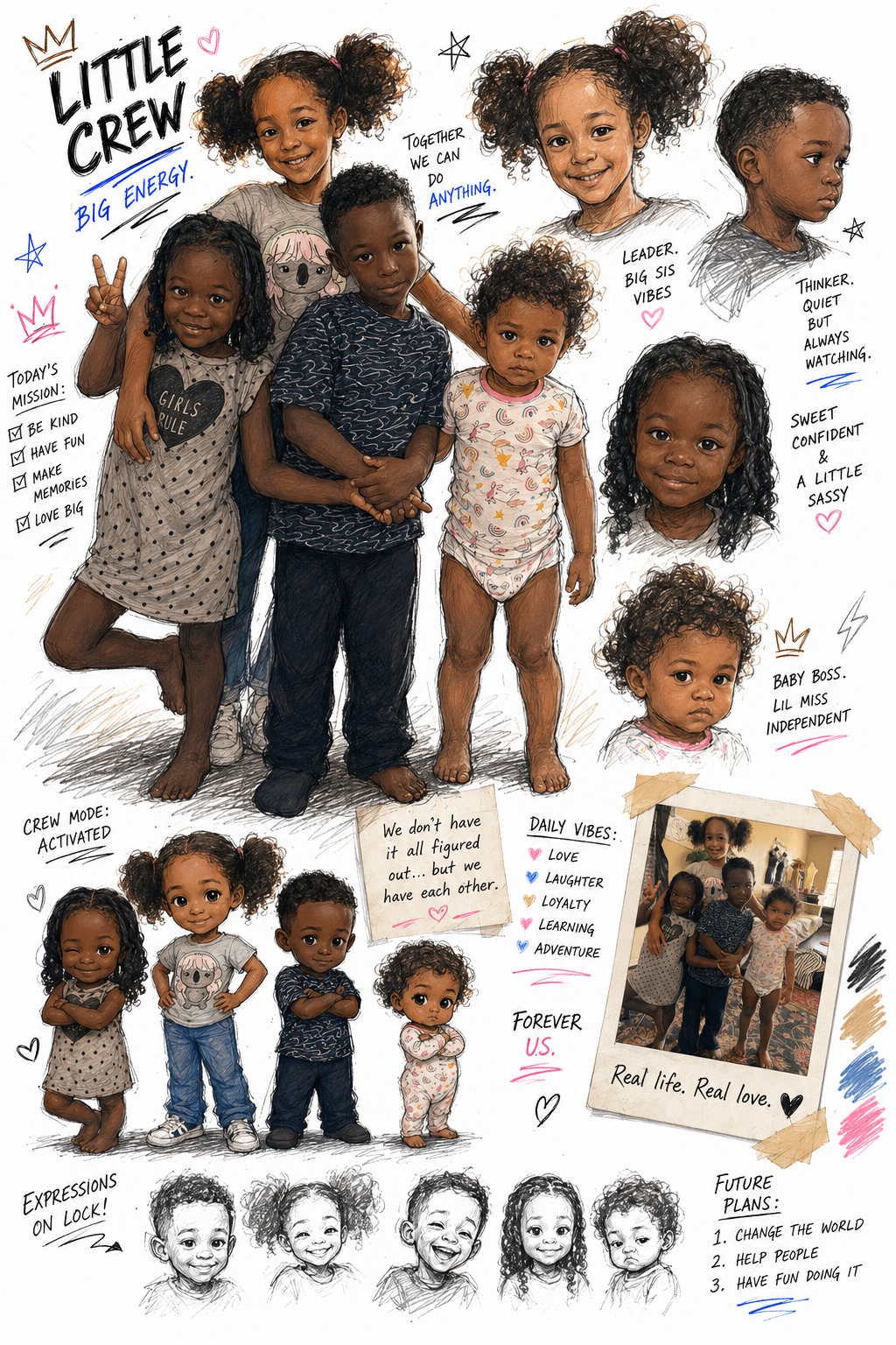 Custom Single/Family Character Collage PNG | Personalized Memory Board Gift