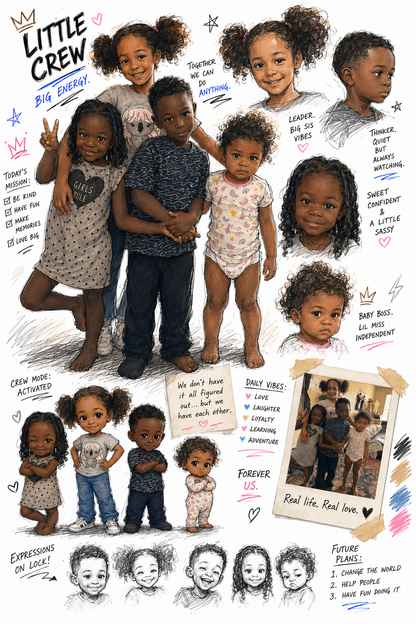 Custom Single/Family Character Collage PNG | Personalized Memory Board Gift