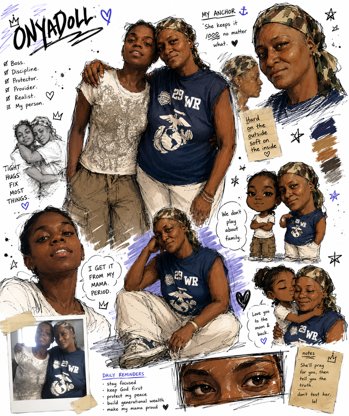 Custom Single/Family Character Collage PNG | Personalized Memory Board Gift