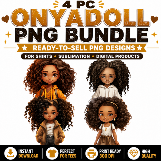Black Girl Curly Hair PNG Bundle | Kids Shirt Designs for Sublimation & Crafts