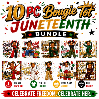 Juneteenth PNG Bundle | Black Kids Shirt Designs | freeish since 1865 sublimation png