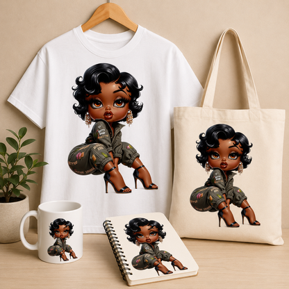 Glam Street Diva PNG | Stylish Black Girl Clipart