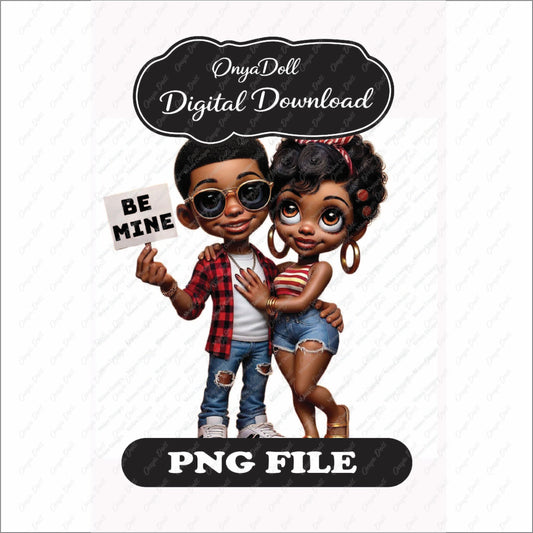 Valentine Adult PNG | Black Couple Love Art | Melanin Be Mine Clipart | Digital download