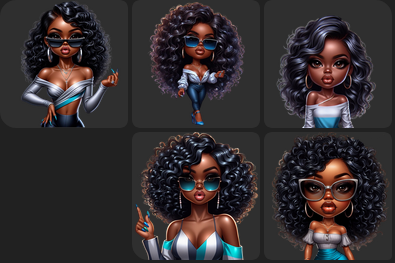 Onya Black Woman & Girl PNG Bundle | Melanin Queen Clipart with Sassy Dolls, Transparent PNGs for Cricut, Planner | 300 DPI