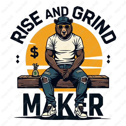Rise and Grind PNG | Motivational Clipart for Sublimation, Planner Cover, Cricut | High-Quality Digital File