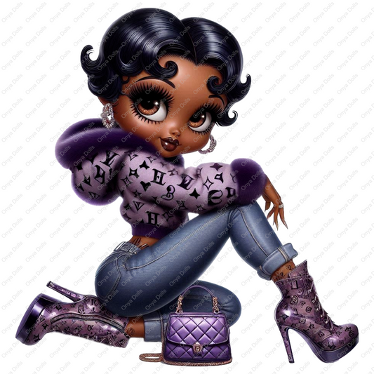 High-resolution PNG of Afro Betty Boop clipart with coordinating tumbler wrap, perfect for sublimation cups, shirts, and planner designs.
