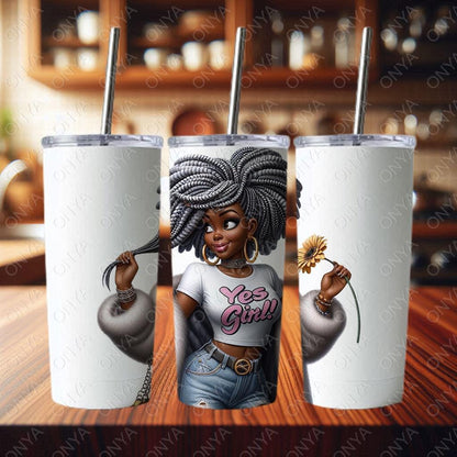 Onya Baddie Girl PNG | Fashion Clipart with Dreadlocks for Sublimation, DTF, Cricut, Silhouette, Tumbler Wrap, Planner | 300 DPI
