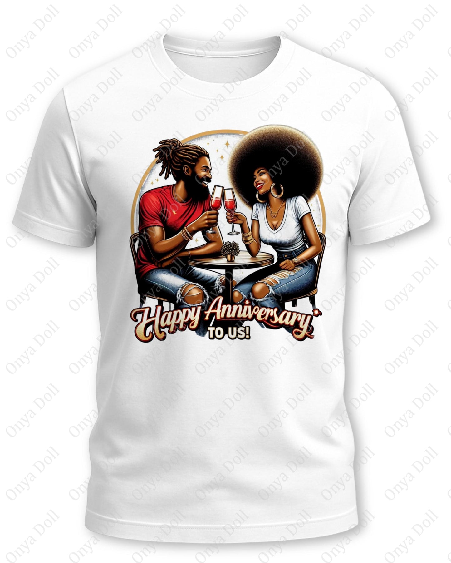 Happy Anniversary to Us PNG | Classy Afro Cutie Clipart for Sublimation, Planner Cover, Cricut | High-Resolution File