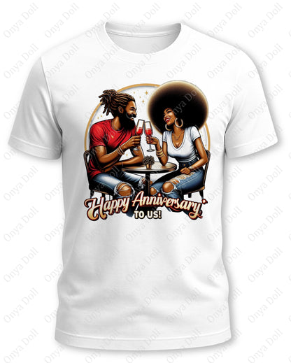 Happy Anniversary to Us PNG | Classy Afro Cutie Clipart for Sublimation, Planner Cover, Cricut | High-Resolution File
