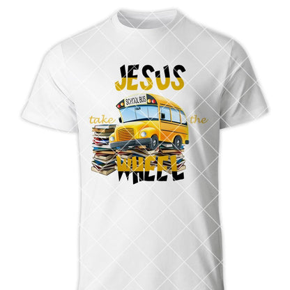 Jesus Take the Wheel PNG – Faith-Based School Bus Driver Sublimation File | Christian Transportation Clipart for Shirts, Mugs & Crafts