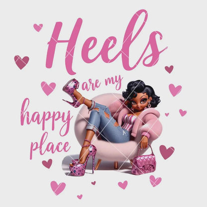 Baddie Boop PNG – Heels Are My Happy Place Black Girl Clipart | African American Woman Digital File for Sublimation, Planners & Cricut