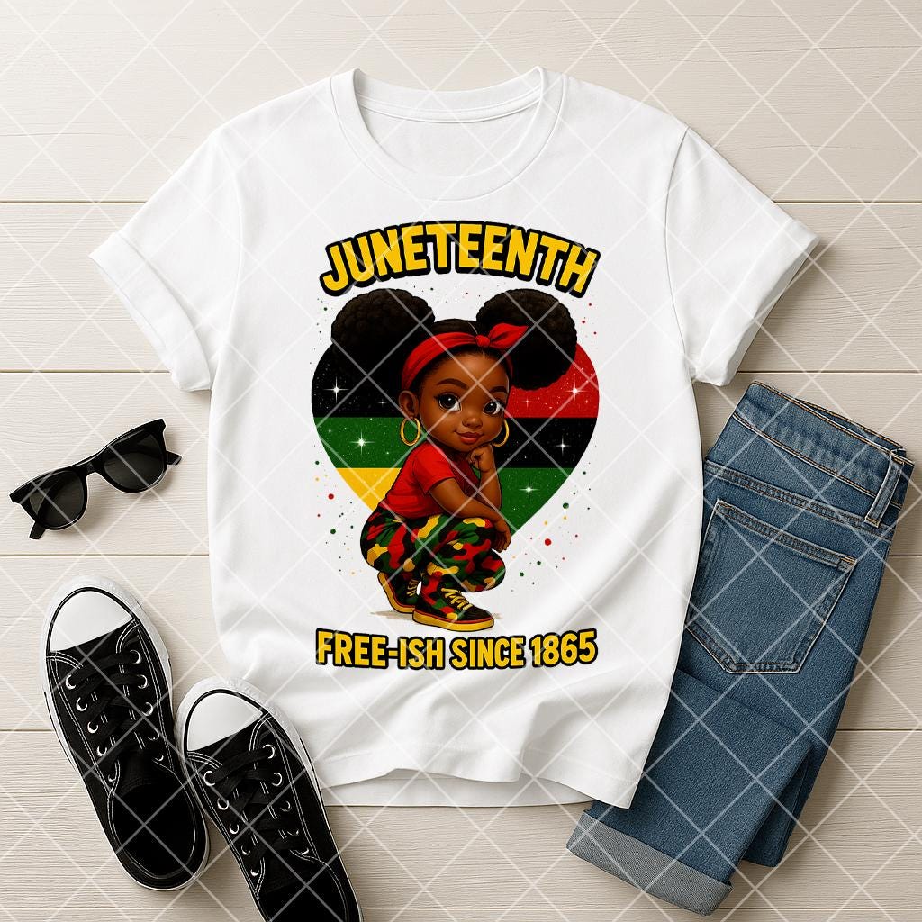Free-ish Since 1865 PNG | Juneteenth Black Girl Art | African American Pride Clipart
