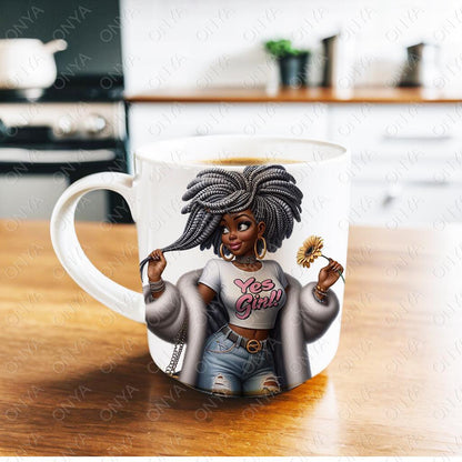 Onya Baddie Girl PNG | Fashion Clipart with Dreadlocks for Sublimation, DTF, Cricut, Silhouette, Tumbler Wrap, Planner | 300 DPI